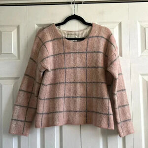 JOA | Pink | Wool/Mohair Blend | Striped Fuzzy Sweater | size S